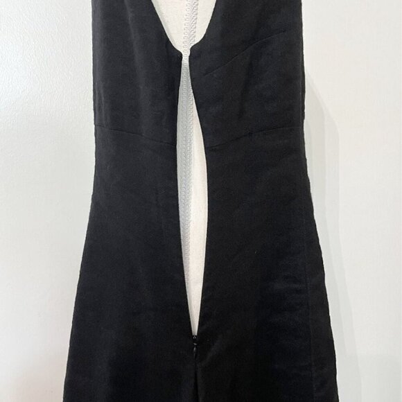 SARAH PACINI BLACK WOOL METALLIC FIBER ASYMMETRICAL SLEEVELESS SHIFT DRESS - M - Picture 7 of 12